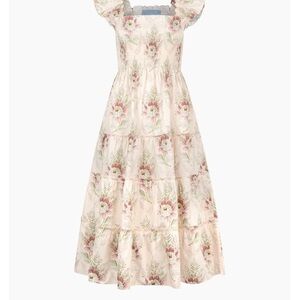 Hill House Floral Midi Dress - Cream and Pink